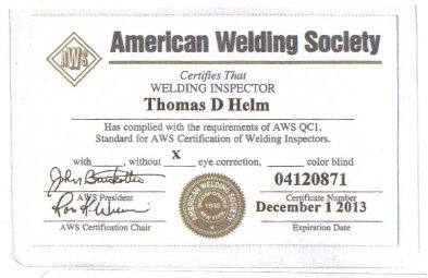 Thomas D Helm AWS CWI Card